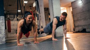 Couple doing pushups